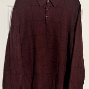 Old Navy Men's Dark Burgundy Long-Sleeve Polo Sweater